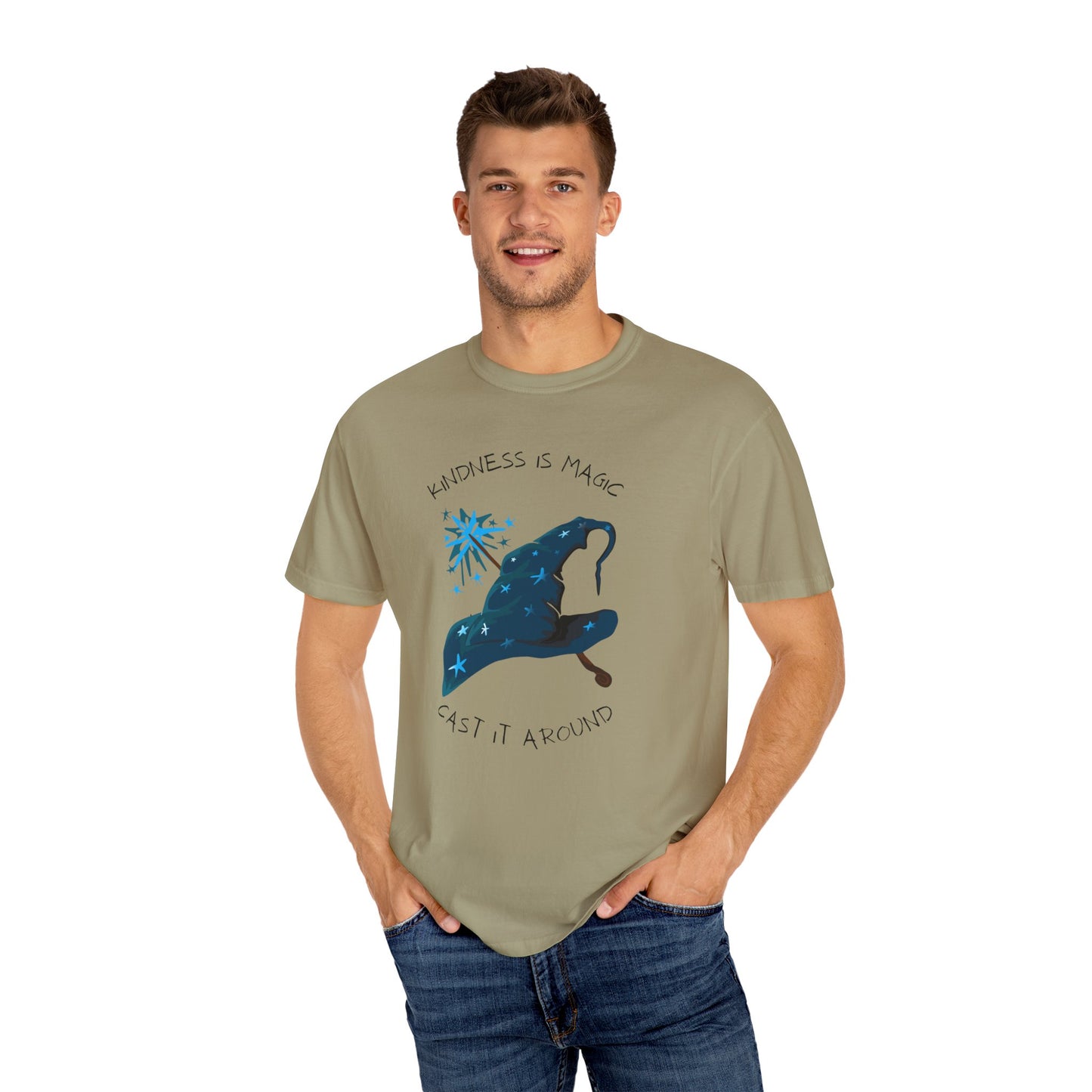 Kindness is Magic Unisex Garment-Dyed T-Shirt - Inspirational Wizard Design