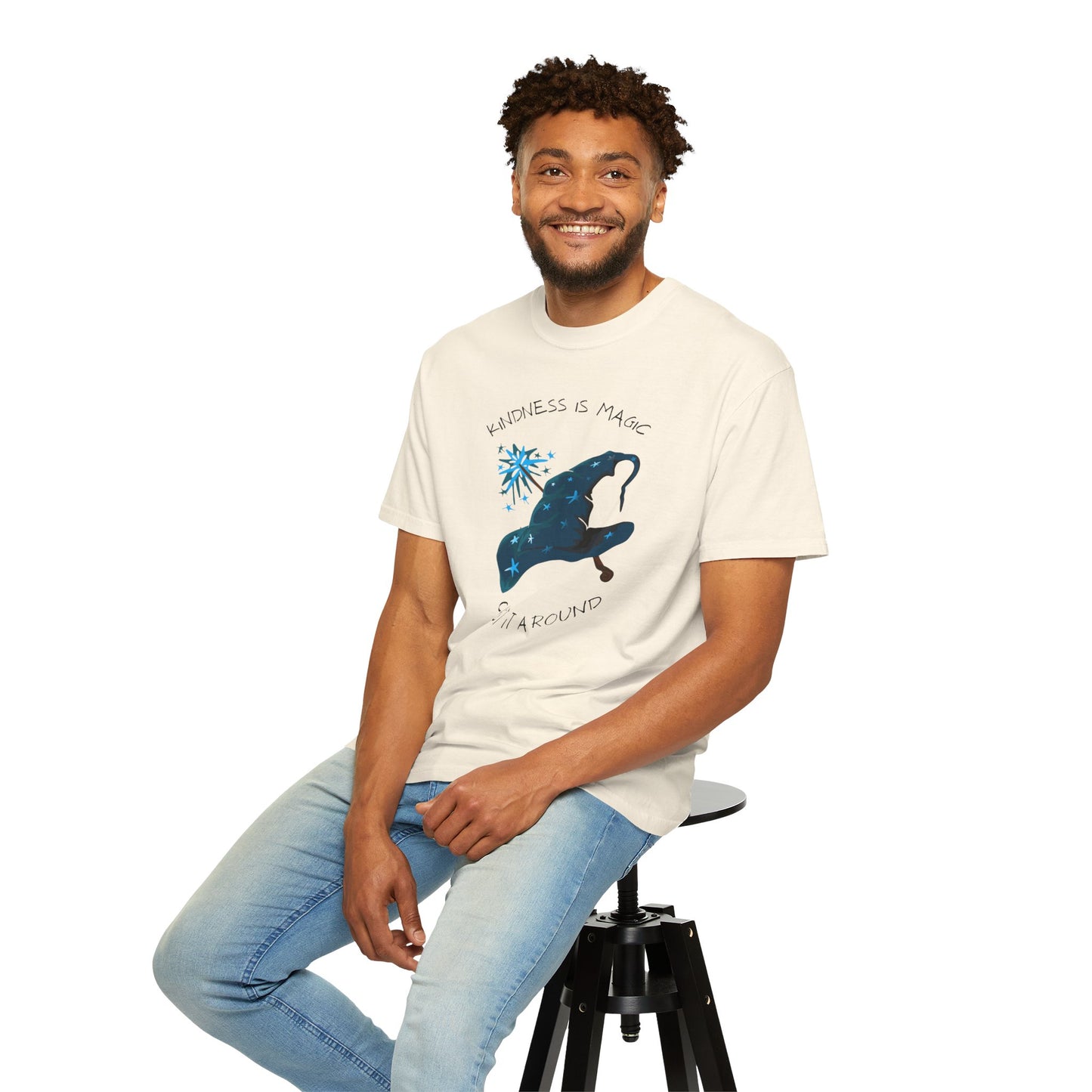 Kindness is Magic Unisex Garment-Dyed T-Shirt - Inspirational Wizard Design