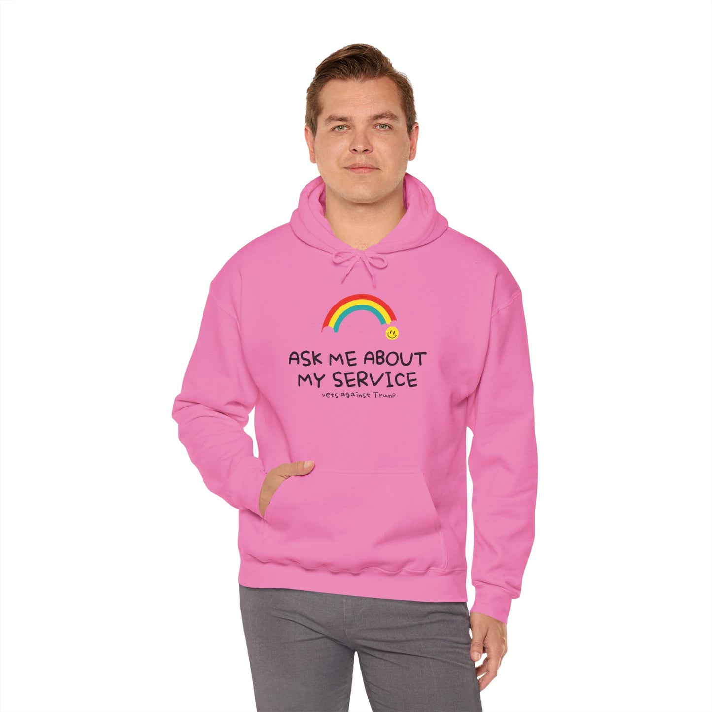 Unisex Hooded Sweatshirt - ‘Ask Me About My Service’ Pride Statement Hoodie