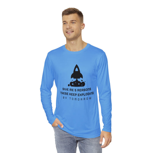 Men's Long Sleeve Shirt - Funny Space Theme: 'Give Me 5 Reasons These Keep Exploding'