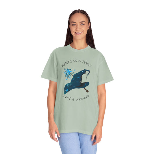 Kindness is Magic Unisex Garment-Dyed T-Shirt - Inspirational Wizard Design