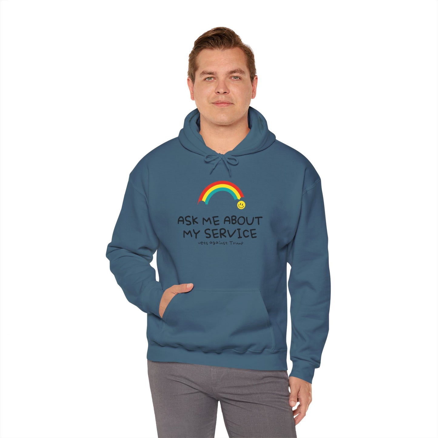 Unisex Hooded Sweatshirt - ‘Ask Me About My Service’ Pride Statement Hoodie